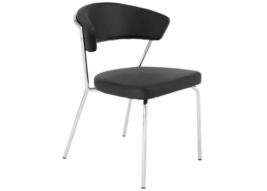 Draco Dining Chair in Black with Chrome Legs - Set of 2