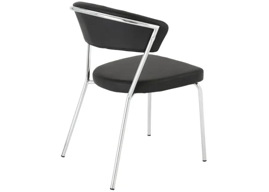 Draco Dining Chair in Black with Chrome Legs - Set of 2