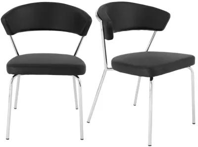 Draco Dining Chair in Black with Chrome Legs - Set of 2