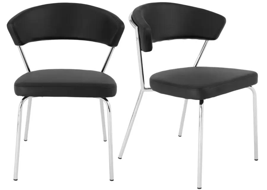 Draco Dining Chair in Black with Chrome Legs - Set of 2