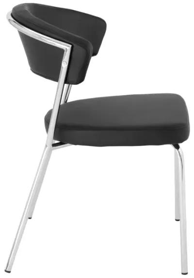 Draco Dining Chair in Black with Chrome Legs - Set of 2