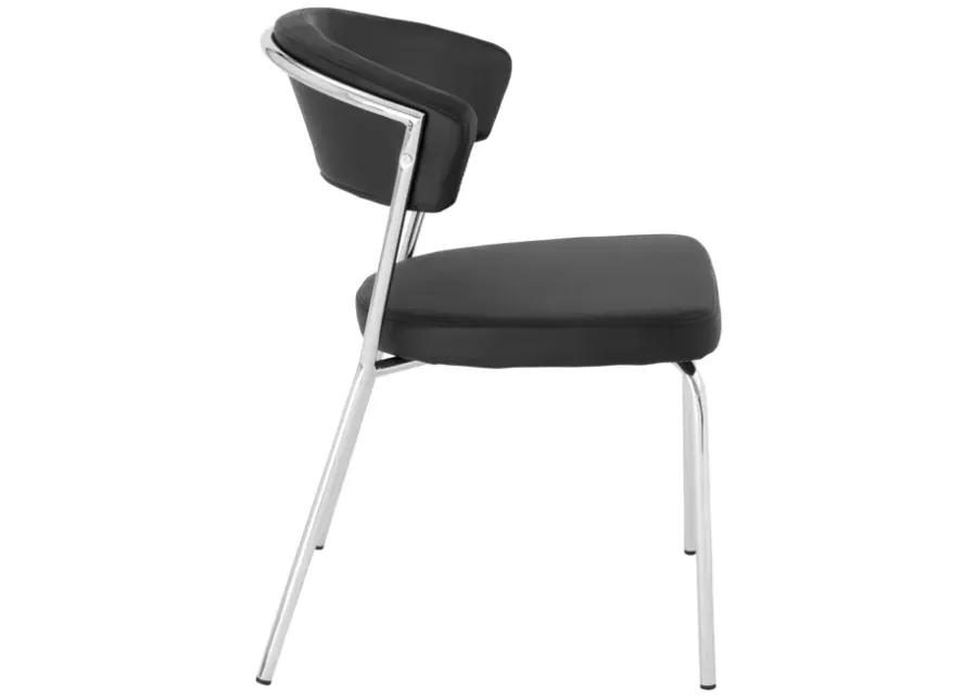 Draco Dining Chair in Black with Chrome Legs - Set of 2