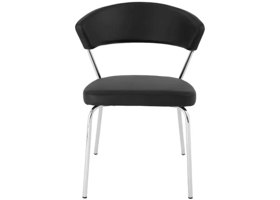 Draco Dining Chair in Black with Chrome Legs - Set of 2