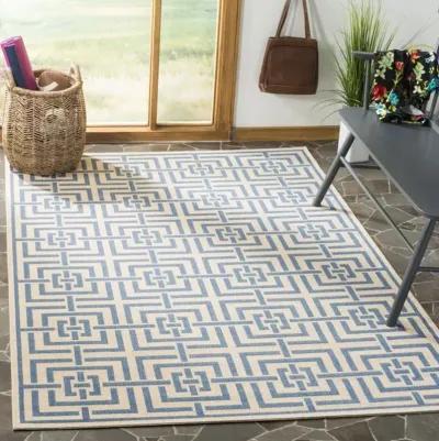 LINDEN 128 Collection LND128N-4 Cream / Blue 4' X 6'