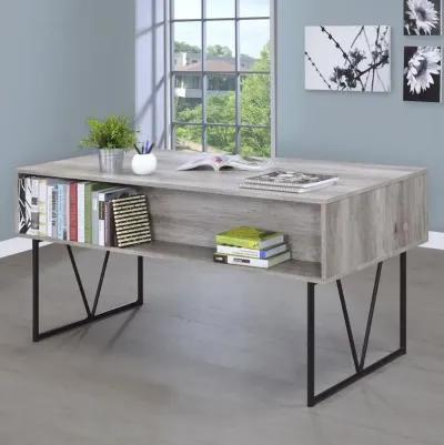 Analiese 4-drawer Writing Desk Grey Driftwood