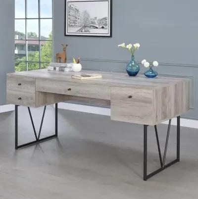 Analiese 4-drawer Writing Desk Grey Driftwood