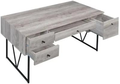 Analiese 4-drawer Writing Desk Grey Driftwood