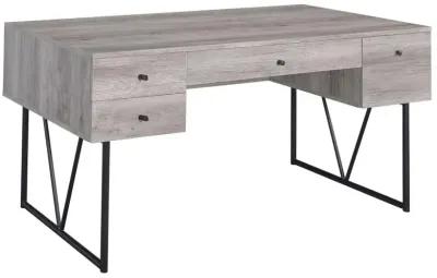 Analiese 4-drawer Writing Desk Grey Driftwood