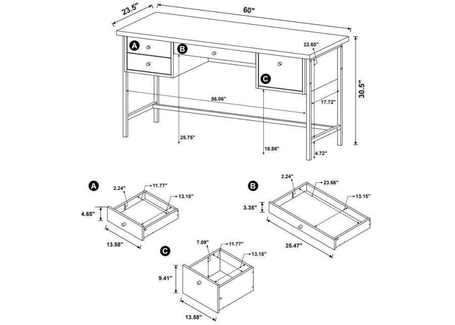 Kemper 4-drawer Writing Desk Salvaged Cabin