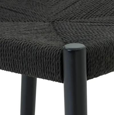 Erie Black Woven Paper Cord and Wood Bar Stool