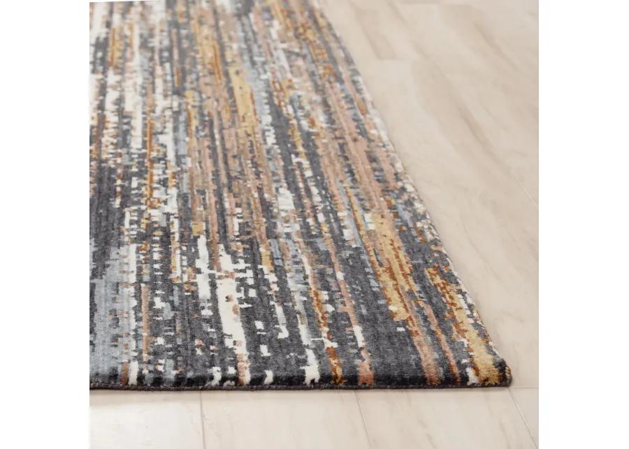 Jasper Charcoal/ Multi Abstract Recycled Polyester 5'2" x 7'9" Rectangle Rug