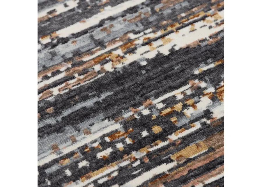 Jasper Charcoal/ Multi Abstract Recycled Polyester 5'2" x 7'9" Rectangle Rug