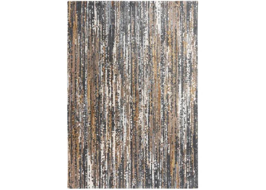 Jasper Charcoal/ Multi Abstract Recycled Polyester 5'2" x 7'9" Rectangle Rug