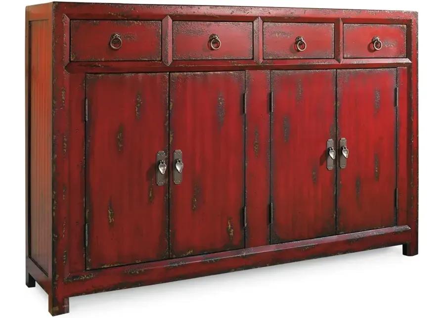 58'' Red Asian Cabinet