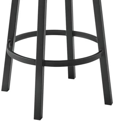 Dalza Swivel Counter or Bar Stool in Black Finish with Gray Faux Leather