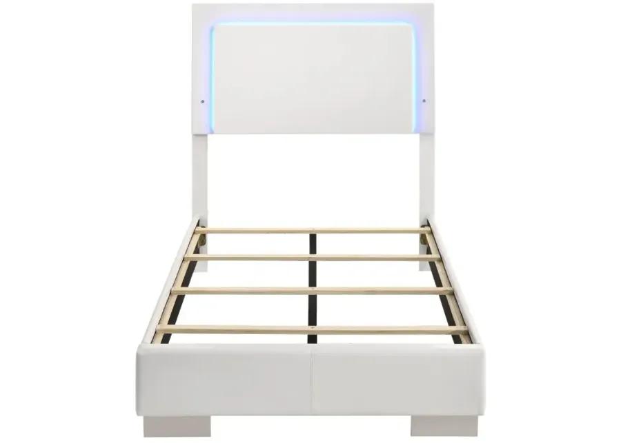 Felicity Twin Panel Bed with LED Lighting Glossy White