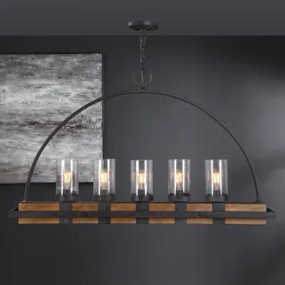 Atwood 5 Light Rustic Linear Chandelier 