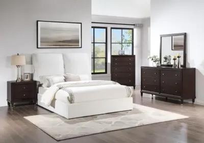 Gwendoline Upholstered Queen Platform Bed with Pillow Headboard White