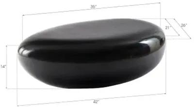 river stone coffee table, small, gel coat black