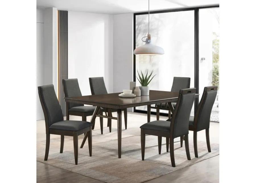 Wes 7-piece Rectangular Dining Set Grey and Dark Walnut