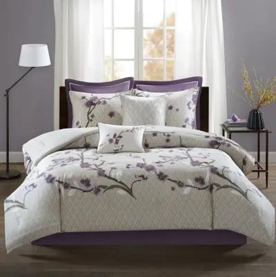 Madison Park Holly Purple/Taupe 8 Piece Cotton Comforter Set