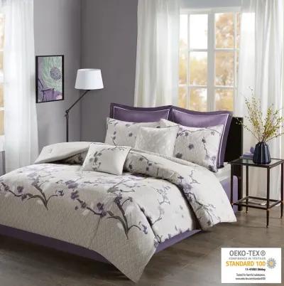 Madison Park Holly Purple/Taupe 8 Piece Cotton Comforter Set