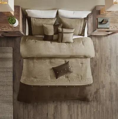 Madison Park Boone Brown 7 Piece Faux Suede Comforter Set