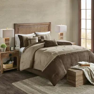 Madison Park Boone Brown 7 Piece Faux Suede Comforter Set