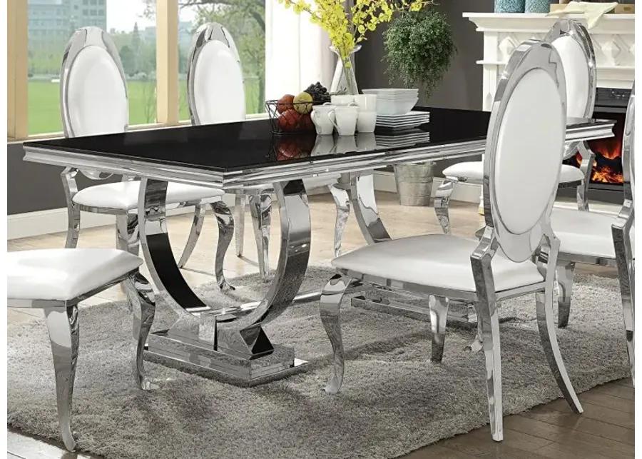 Antoine Rectangular Dining Table Chrome and Black