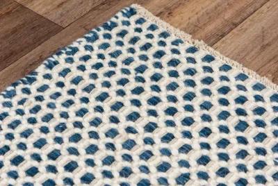 Windsor Blue Basket weave Wool 5' x 7'6" Rectangle Rug