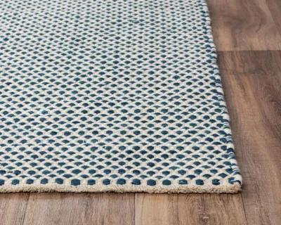 Windsor Blue Basket weave Wool 5' x 7'6" Rectangle Rug