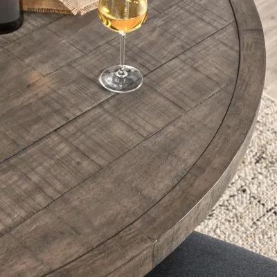 Rosemount 60" Reclaimed Pine Wood Transitional Round Dining Table in Aged Brown