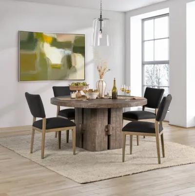 Rosemount 60" Reclaimed Pine Wood Transitional Round Dining Table in Aged Brown