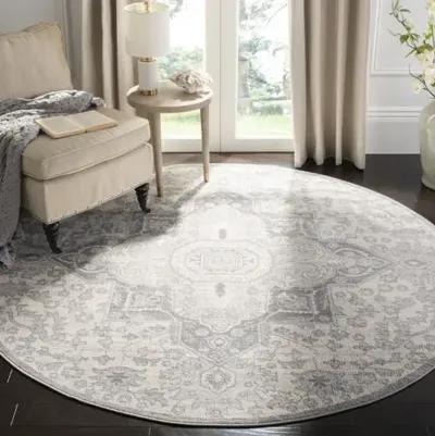 Brentwood 816 Grey / Cream 6'-7" X 6'-7" Round Round Powerloomed Rug