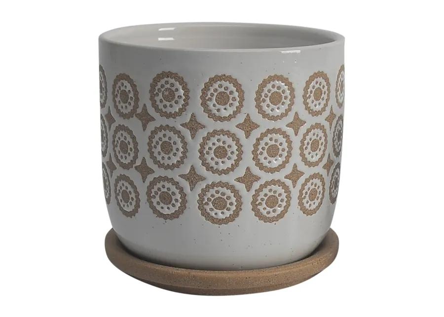 S/2 5/6" Circles Planter W/ SauCeramic, Beige