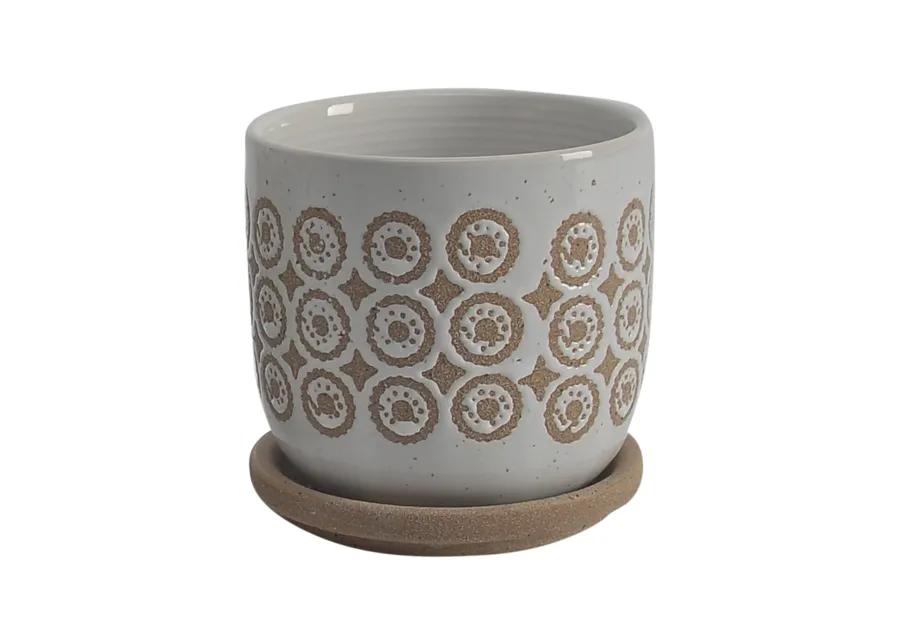 S/2 5/6" Circles Planter W/ SauCeramic, Beige