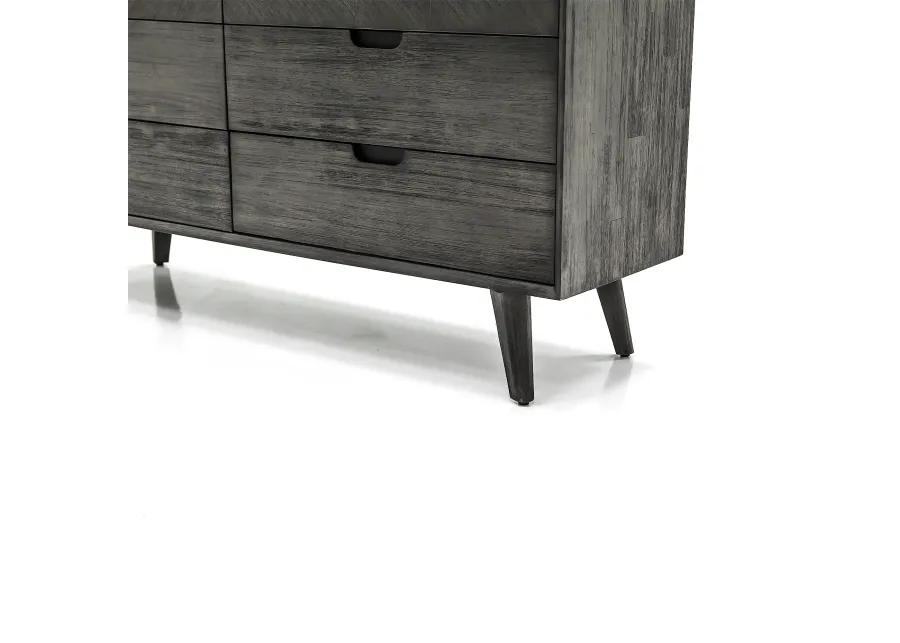 Mohave Mid-Century Tundra Gray Acacia 6 Drawer Dresser