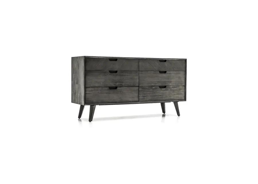 Mohave Mid-Century Tundra Gray Acacia 6 Drawer Dresser