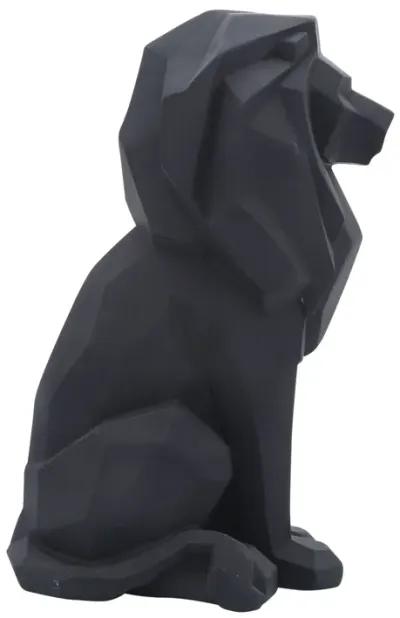 Resin 11"h Sitting Lion, Black