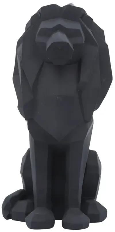 Resin 11"h Sitting Lion, Black