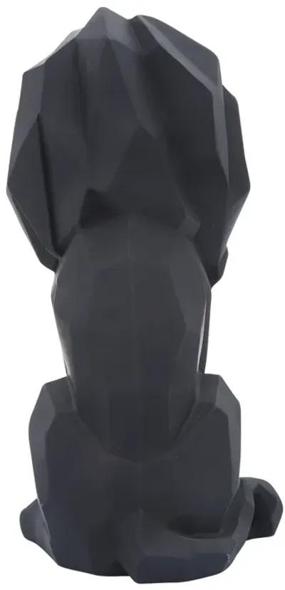 Resin 11"h Sitting Lion, Black