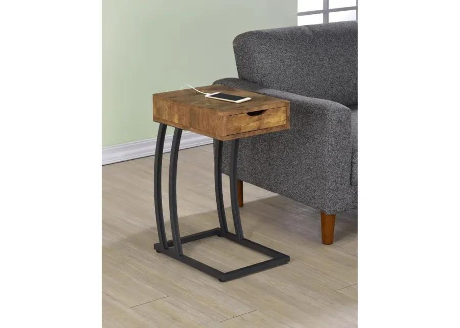 Troy Accent Table with Power Outlet Antique Nutmeg