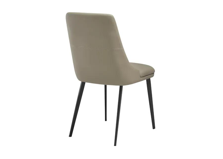 Genesis Upholstered Dining Chair in Taupe Gray Faux Leather with Black Metal Legs - Set of 2