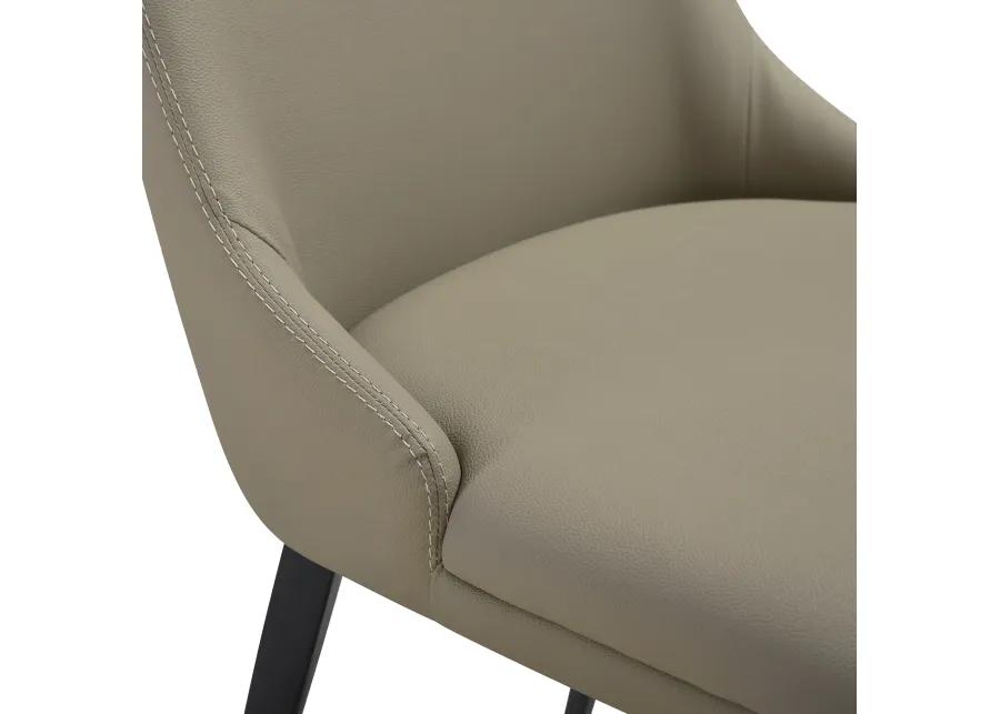 Genesis Upholstered Dining Chair in Taupe Gray Faux Leather with Black Metal Legs - Set of 2