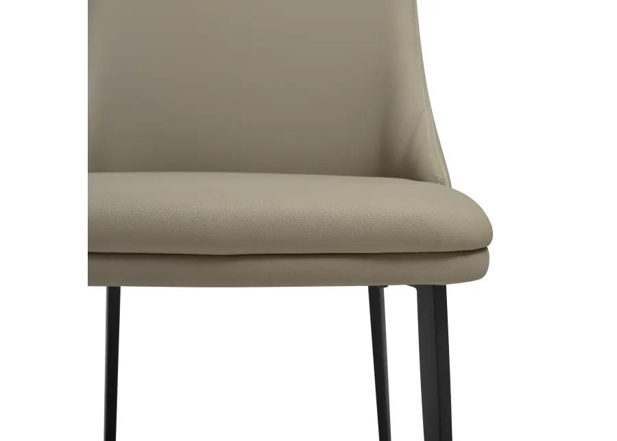 Genesis Upholstered Dining Chair in Taupe Gray Faux Leather with Black Metal Legs - Set of 2