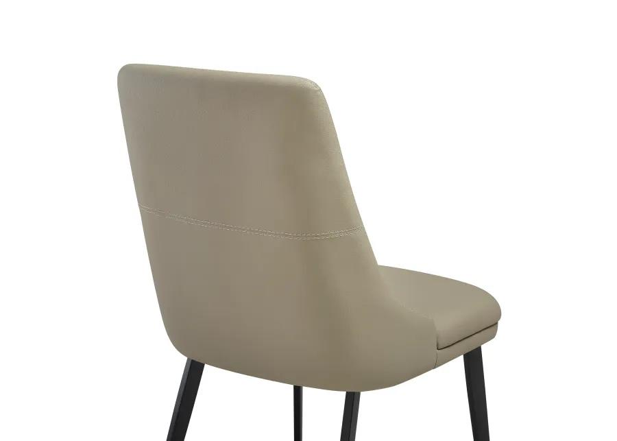 Genesis Upholstered Dining Chair in Taupe Gray Faux Leather with Black Metal Legs - Set of 2