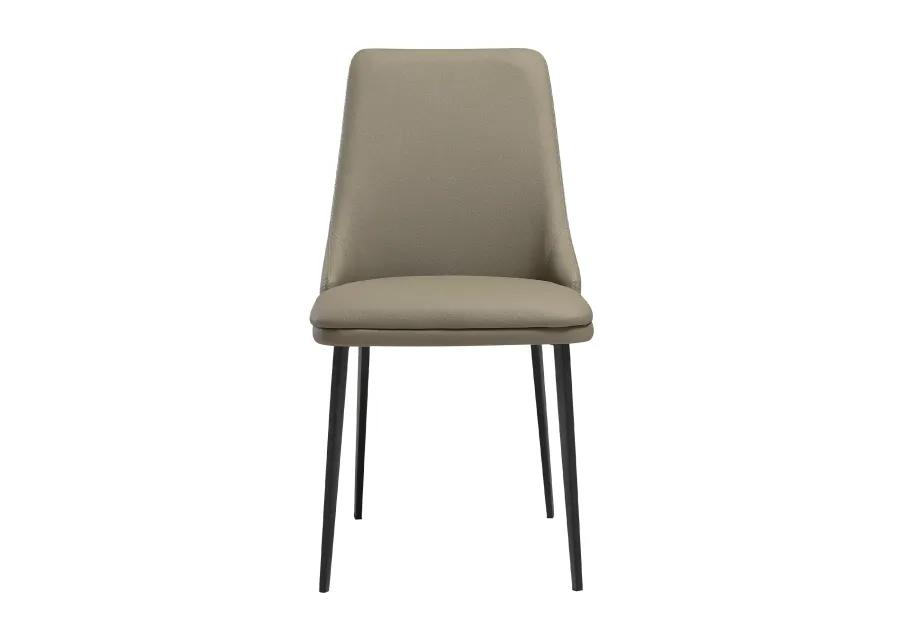 Genesis Upholstered Dining Chair in Taupe Gray Faux Leather with Black Metal Legs - Set of 2