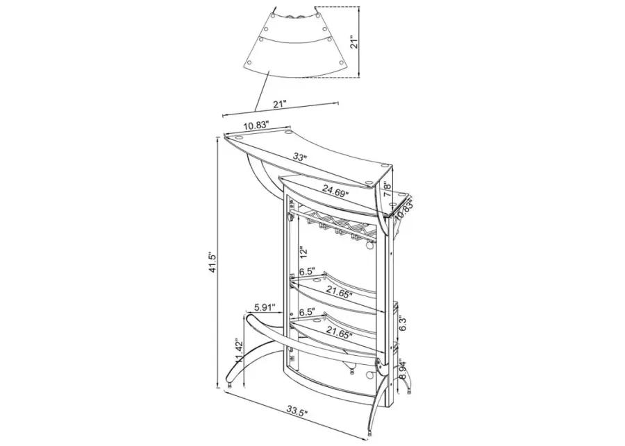 Dallas 2-shelf Home Bar Smoked and Black Glass