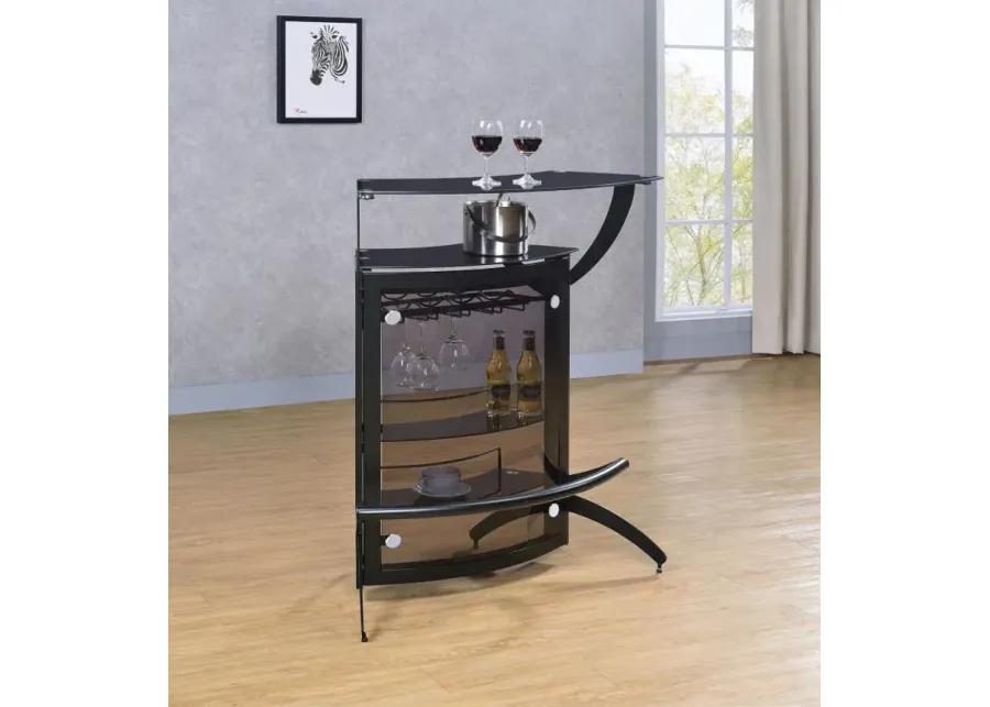 Dallas 2-shelf Home Bar Smoked and Black Glass