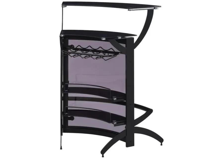 Dallas 2-shelf Home Bar Smoked and Black Glass